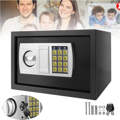 Image de Safe Tresor - Coffre-fort électronique de 8,5 litres - Serrure numérique avec clé - Boîtier en acier - 31x20x20 cm - Noir