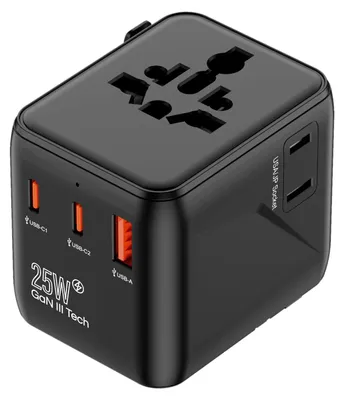 Productafbeelding van Reisadapter Universal PD, 25 W EU USA UK zwart