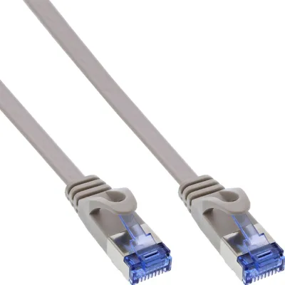 Produktbild von InLine Patchkabel flach, U/FTP, Cat.6A, grau, 3m, 3 m, Cat6a, U/FTP (STP), RJ-45, RJ-45, Grau