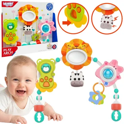 Image de Arche sensorielle Woopie Baby pour berceau et poussette, avec des animaux : lion et ours