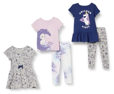 Produktbild von Amazon Essentials Disney | Marvel | Star Wars | Frozen | Princess Mädchen Outfit-Sets zum Kombinieren, 5er-Pack, Frozen ELSA & Olaf, 10 Jahre