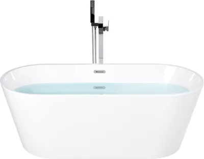 Zdjęcie produktu dla BELIANI Wanna wolnostojąca biała akrylowa 170 x 72 cm system przelewowy owalna nowoczesna