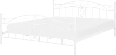 Produktbild von BELIANI Bett Weiß Metall 180 x 200 cm mit Lattenrost hohem Kopfteil Verzierungen Romantisch Klassisch für Mädchen Jugendzimmer Schlafzimmer