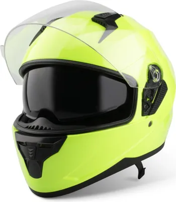 Produktbild von VINZ Kennet Integralhelm mit Sonnenblende | Motorrad Helm Vollvisierhelm Mopedhelm ECE 22.06 | Motorradhelm Full-Face Helme | für Damen & Herren | In Gr. XS-XXL - Fluor Gelb | S (55 - 56 cm)
