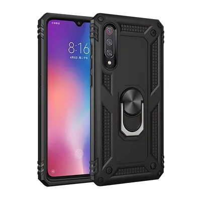 Produktbild von Mobigear Armor Ring Xiaomi Mi 9 Hülle Hardcase Backcover Stoßfest mit Ringhalter - Schwarz