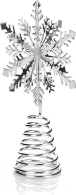 Immagine prodotto di COM-FOUR® Christmas tree topper snowflake - Copri albero per l'albero di Natale - Fiocco di neve per Natale (color argento)