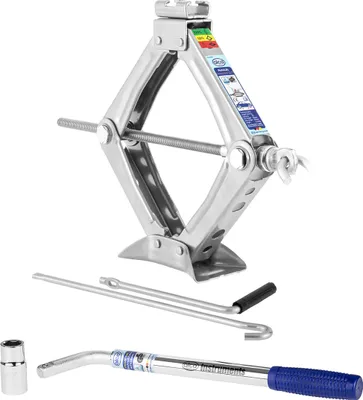 Produktbild von alca® Scherenwagenheber Kompakt 1t und Radmutterschlüssel & GS, 17/19 mm Set, Robuster Wagenheber bis -50° C, 100–350mm, Ausziehbarer Radmutterschlüssel bis 53 cm