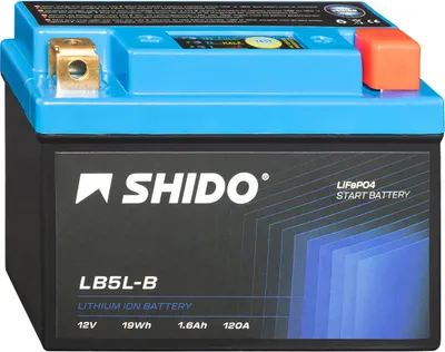 Produktbild von Shido Lithium Motorradbatterie LiFePO4 LB5L-B 12V
