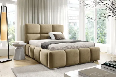 Produktbild von Polsterbett TRIO, 180x200 cm, Doppelbett mit Bettkasten, Velourstoff, Frabe: Braun