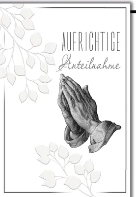 Produktbild von Trauer Aufrichtige Anteilnahme Betende Hände Kondolenz Beileidskarte mit Umschlag