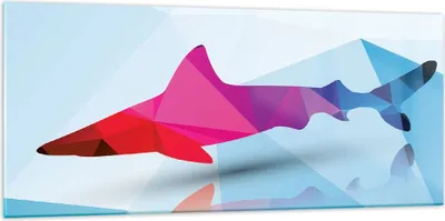 Produktbild von Bilder auf glas - Hai Illustration modern Grafik - 120x50cm - Glasbilder - Wandbilder - Kunstdruck - zum Aufhängen bereit - Wanddekoration aus Glas - Glas Bilder - Wandbild auf Glas - GAB120x50-2813