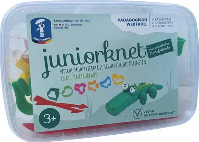 Produktbild von Feuchtmann JUNiORKNET, Knetmasse, Gemischte Farben, Kind, 16 Stück(e), Junge/Mädchen, 8 Farben