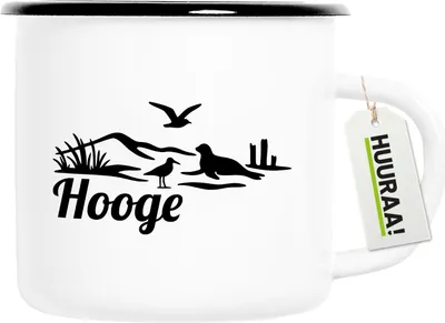 Produktbild von Huuraa Emaille Tasse Hooge Strandmotiv 300ml Vintage Campingbecher Geschenkidee