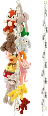 Immagine prodotto di Organizzatore per peluche con 20 clip metalliche - in cotone - 200 cm - ideale per capelli, calze, biglietti