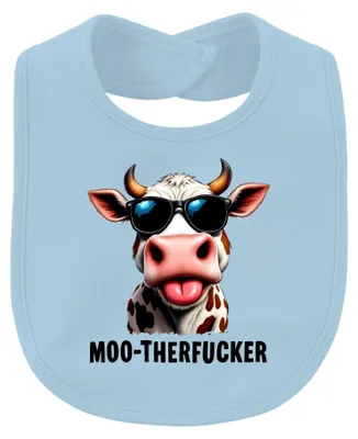 Productafbeelding van Leuke "Koe" met een scheldwoord, zonnebril, grappig landleven, babybib, lichtblauw