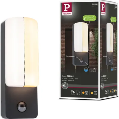 Obrázek produktu pro Paulmann LED venkovní nástěnné svítidlo Bonnie Soumrakem řízený detektor pohybu (IR) odolný proti hmyzu a mořské vodě