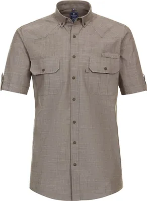 Produktbild von REDMOND Übergrößen Kurzarmhemd 2 Brusttaschen Braun 4XL Comfort Fit