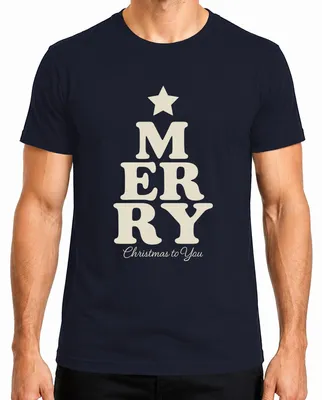 Obrázok produktu pre Pánske retro tričko MERRY Christmas Christmas Tree Gift Vintage, námorná farba, XL
