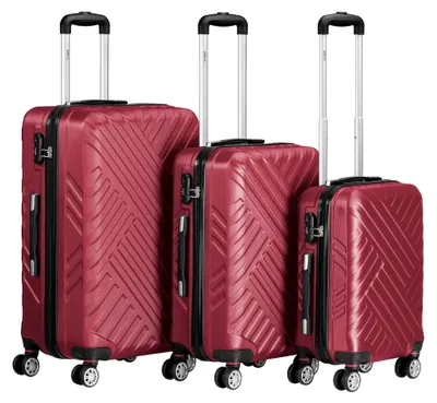 Produktbild von Koffer Set 3 Stück, Rot | ABS Hartschalenkoffer mit Zahlenschloss, Doppelrollen und Innen Trennwand | Handgepäckkoffer, Hartschalenkoffer Set 3 teilig, Trolley, Koffer Groß, Luggage Set