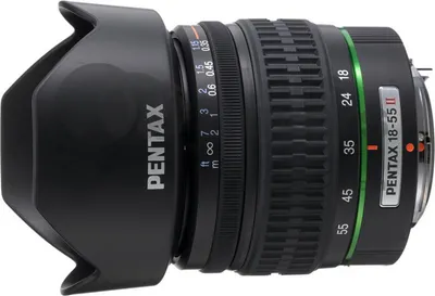 Produktbild von Pentax 18 - 55 mm / F 3,5 - 5,6 SMC DA AL II Standardzoom fÃ1/4r Pentax K Spiegelreflexkameras, F3,5 (W) - F5,6 (T), Autofokus, 52 mm Filterdurchmesser, 220 g