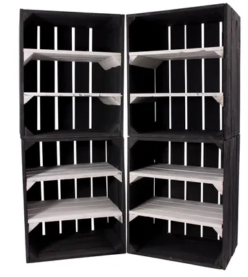 Produktbild von 3x SCHWARZ WEIßES Regal / mit 2 WEIßEN REGALBRETTERN / NEU / 40x30x50 cm / Holzkiste & Deko