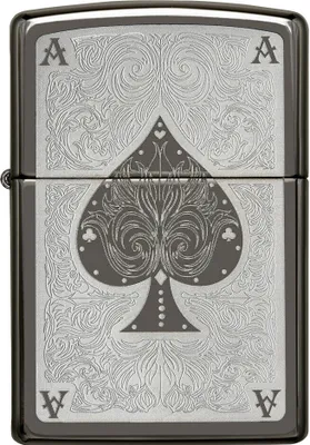 Zdjęcie produktu dla Zippo 28323 Ace Filigree zapalniczka benzynowa mosiadz Pik As Black Ice