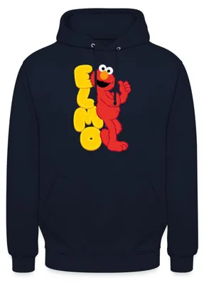 Produktbild von Spreadshirt Sesamstraße Elmo Mit Schriftzug Uni Hoodie, XL, Navy