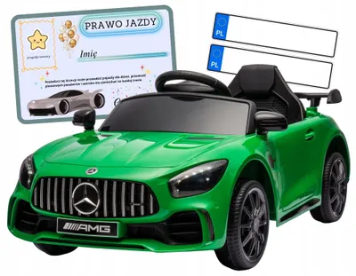 Zdjęcie produktu dla Auto na akumulator pilot skóra EVA samochód dzieci Mercedes AMG GTR zielony