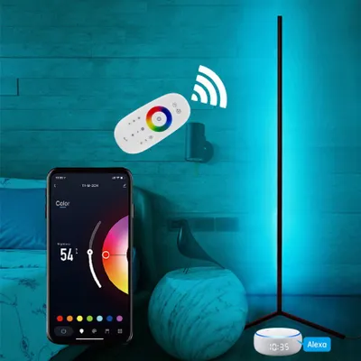 Zdjęcie produktu dla BOT Nordic inteligentna narożna lampa podłogowa LED N2 140 cm WiFi RGB czarna
