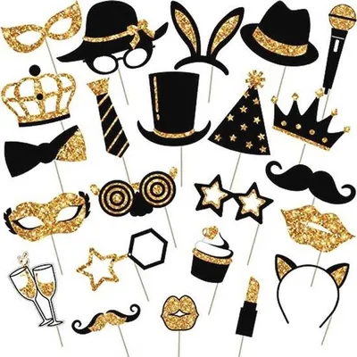 Produktbild von Fotokabinen-Requisiten 24 Stück - Lustige Accessoires für Feste