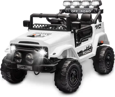 Produktbild von Kinder Elektroauto 12V, Elektroauto für Kinder mit 2,4G Fernbedienung, LED, Bluetooth, Musik, 3-5 km/h, Kinderauto Elektrisch für ab 3 Jahren, Weiß