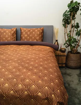 Produktbild von Kayori Machii Baumwolle-Satin Bettwäsche-Garnitur Farbe Braun Größe 135x200 + 80x80 cm