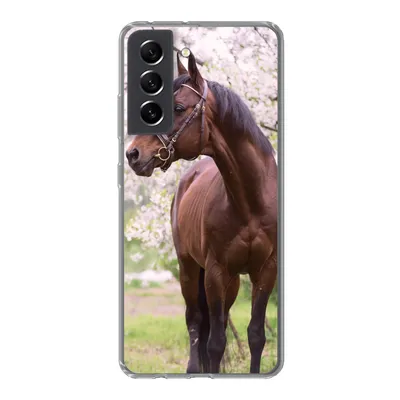 Produktbild von MuchoWow® Handyhülle Schutzhülle Hülle für Samsung Galaxy S21 FE Pferd - Sakura - Halfter Silikon Softcase Handy Hülle - Mobiltelefonhülle