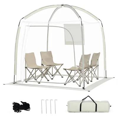 Produktbild von KOMFOTTEU Bubble Zelt, wetterfestes Blasenzelt für 2-4 Personen, transparentes Sportzelt mit Tür, Netzfenster & Haken, Outdoor Campingzelt mit Tragetasche für Garten, Camping, Angeln & Camping