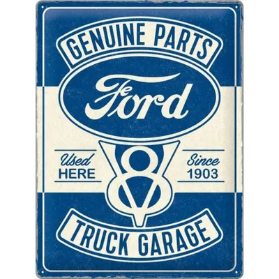 Image de Nostalgic-Art - Panneau en tôle 30 x 40 cm - Ford - Garage pour camions V8 - Édition spéciale