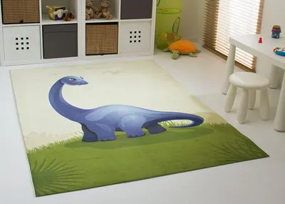 Produktbild von Dinosaurier Teppich Dino Kinderteppich Kinderzimmer Denni in beige blau, , Größe:140x200 cm
