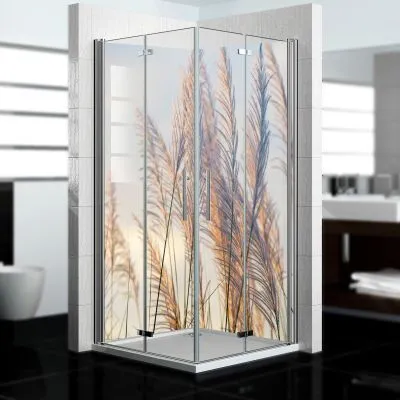 Produktbild von dedeco Eck-Duschrückwände Aluminium Aluminium wasserfest Motiv: Dünengras V6, 2 x 90x210x0,3cm, Fliesenersatz fugenlos Wandverkleidung Wandpaneele,  Germany