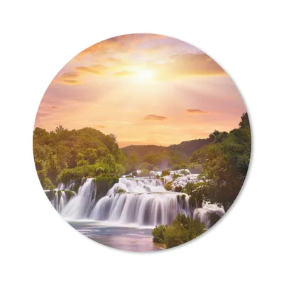 Produktbild von MuchoWow® Mauspad Mousepad Wasserfall - Landschaft - Sonne - Wolken - Sonnenuntergang 40x40 cm - Mousepads - Maus Mat - Pad - Mausunterlage - Schreibtisch Accessoires