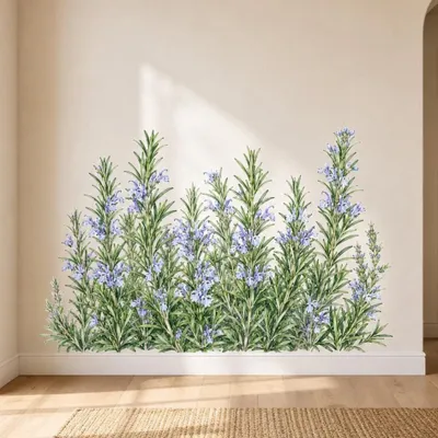 Produktbild von Decords Wandtattoo – Rosmarin-Kräuterbordüre in Aquarelloptik, 200 cm
