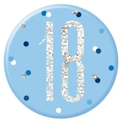 Productafbeelding van Knopje, blauw en zilver, met het cijfer 18