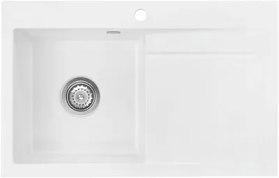 Produktbild von Spüle KeraDomo STEMA 80 in POLAR Becken links mit Handbetätigung