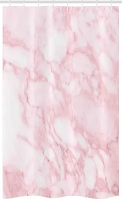 Image de ABAKUHAUS Rideau de douche étroit en marbre, texture granit doux, ensemble de décoration de salle de bain en tissu avec crochets, 120 x 180 cm, rose clair