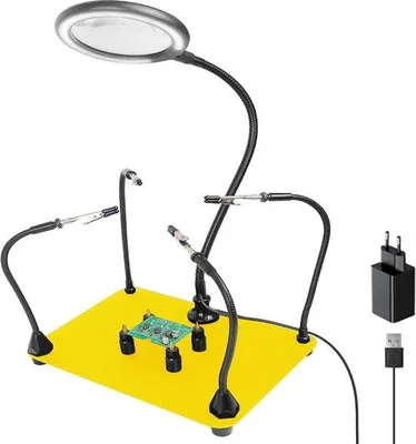 Immagine prodotto di Laboratorio di saldatura con lente d'ingrandimento a LED e bracci flessibili