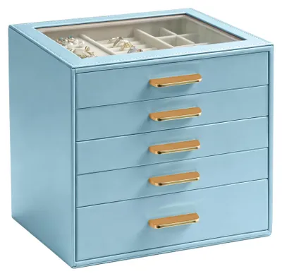 Produktbild von Schmuckkästchen mit 5 Fächern und Glasdeckel
