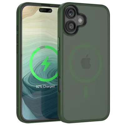 Produktbild von EAZY CASE - Outdoor Case mit MagSafe Funktion kompatibel mit Apple iPhone 16 Plus, induktives Laden, stoßfest, Silikonhülle mit Kameraschutz in Dunkelgrün