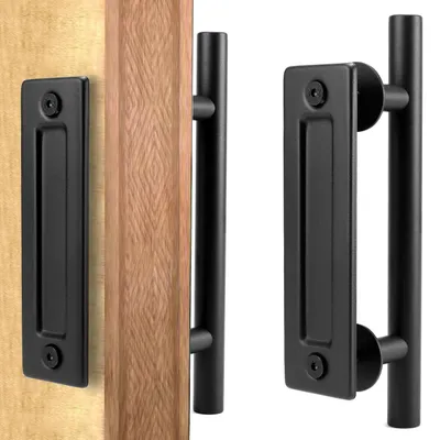Image de Poignée de porte double noire de 30 cm pour portes coulissantes