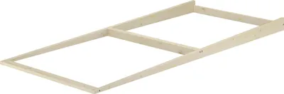 A wooden frame for a bed or similar structure, shown against a white background.