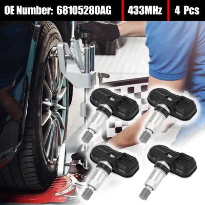 Image de 4pcs 433MHz 68105280AG Capteur de Pression des Pneus Système de Surveillance TPMS pour Chrysler 200 2015-2017