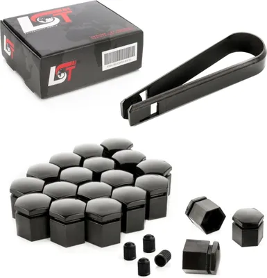 Produktbild von 20x Radschrauben Abdeckkappen Set 17 mm schwarz für SAAB VOLVO OPEL VAUXHALL