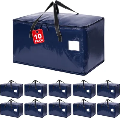 Productafbeelding van 93 liter opbergzakken - Set van 10 - Groot - Verhuiszakken - Opbergdoos met deksel - Opvouwbare verhuisdozen - Kleding